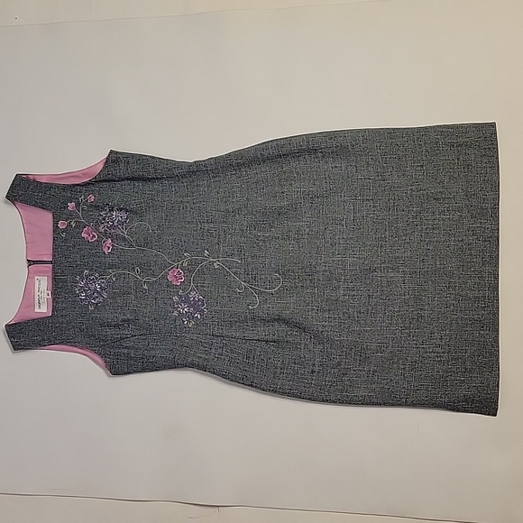 Donna Ricco Dresses & Skirts - Vintage Donna Ricco New York Petite Size  8P Embroidered Dress Gray